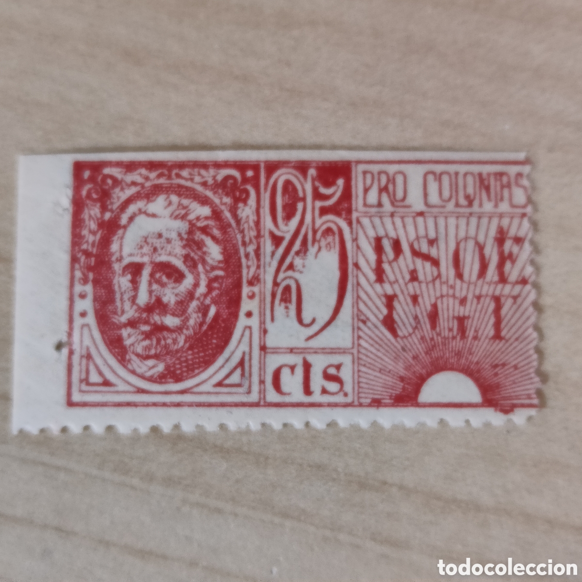 Sellos: a80 P.S.O.E. U.G.T. Pro Colonias 25 cts Allepuz 1388 Leer descripci&oacute;n