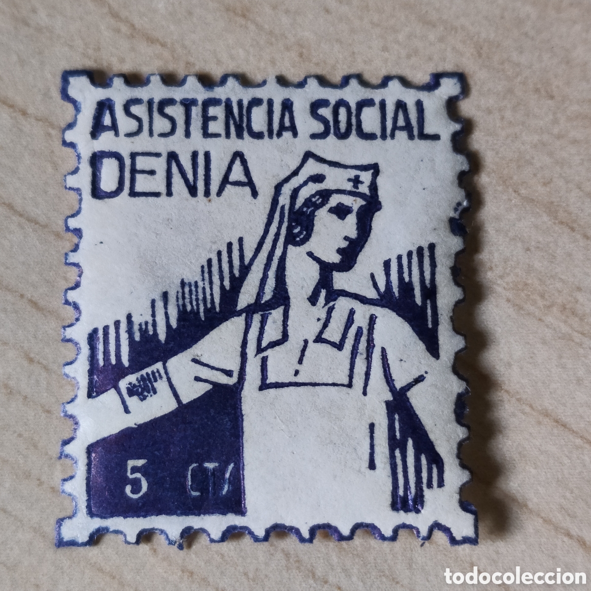 Sellos: a79 Alicante Denia Asistencia Social Allepuz 69 azul oscuro CALCADO DORSO Tipo III &rdquo;!&rdquo; Inclinado VER