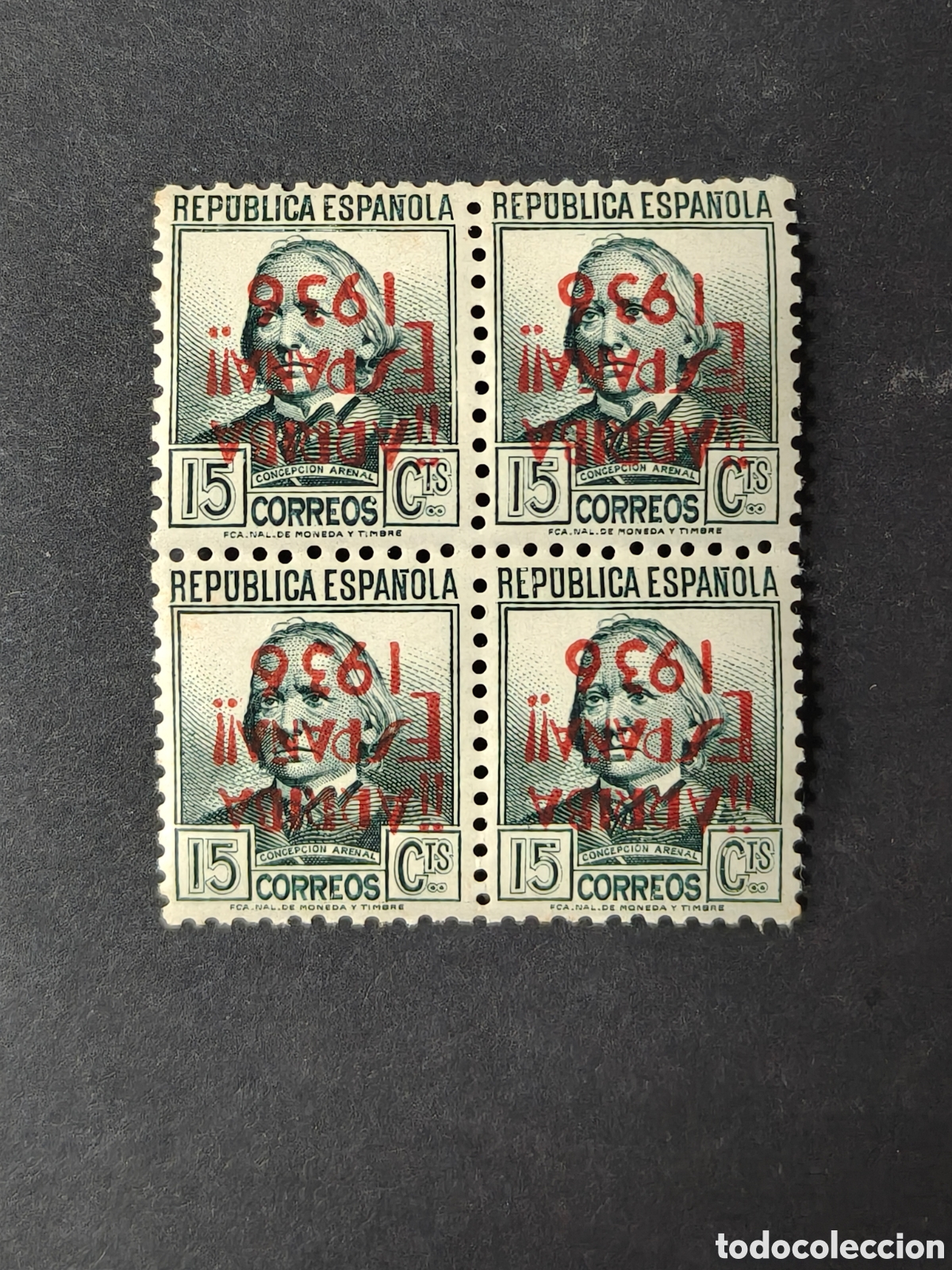 Sellos: Espa&ntilde;a Sellos San Sebastian Guerra Civil Edifil 9 sobrecarga invertida escaso 1936 sellos MNH***