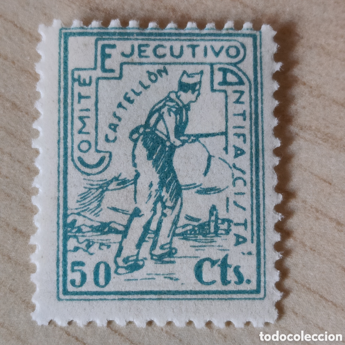 Sellos: a80 Castell&oacute;n Comit&eacute; Ejecutivo Antifascista 50 cts verde Allepuz 6