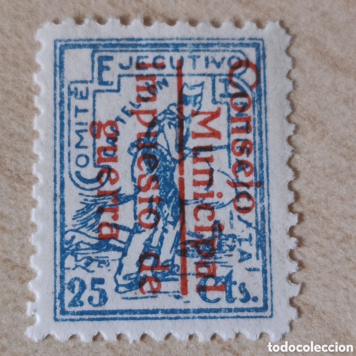 Sellos: a80 Castell&oacute;n Comit&eacute; Ejecutivo 25 cts Allepuz 14 Consejo Municipal Impuesto de Guerra