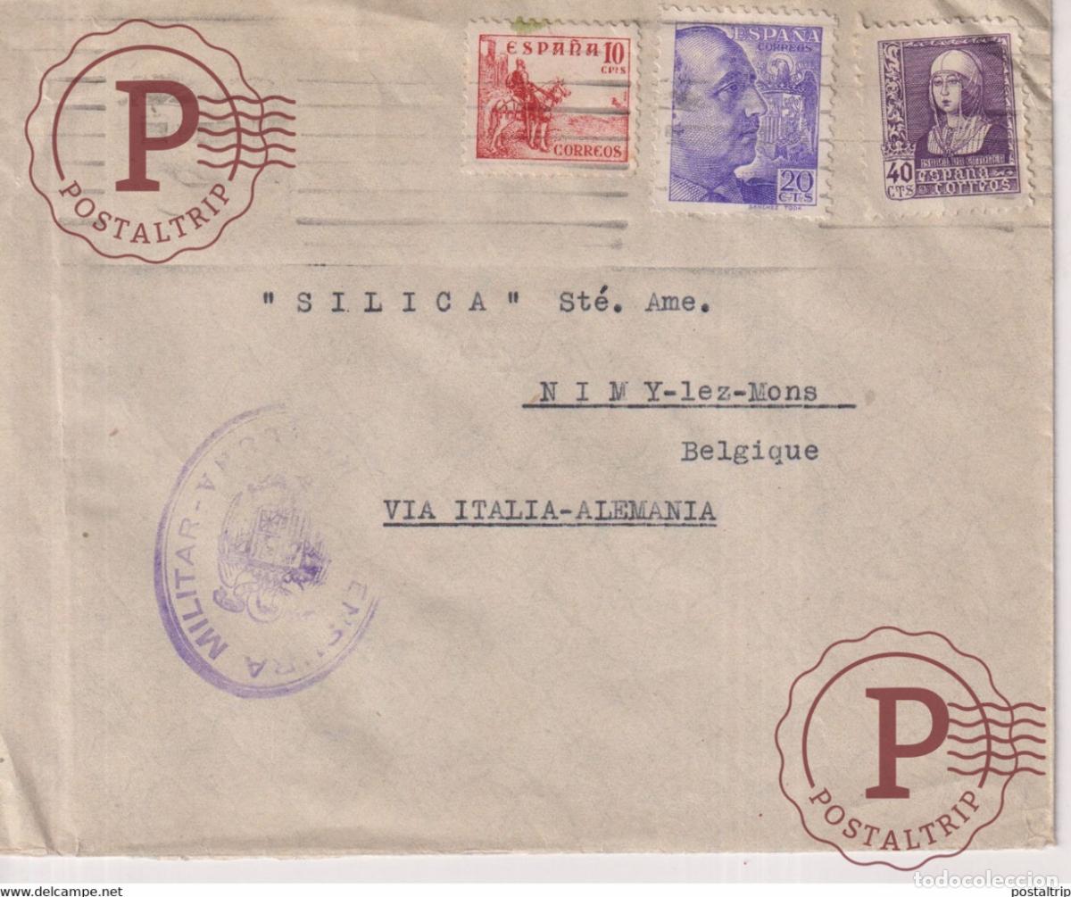 Briefmarken: CENSURA MILITAR BARCELONA A NIMY LEZ MONS BELGIQUE BELGICA Guerra civil espa&ntilde;ola ESPA&Ntilde;A