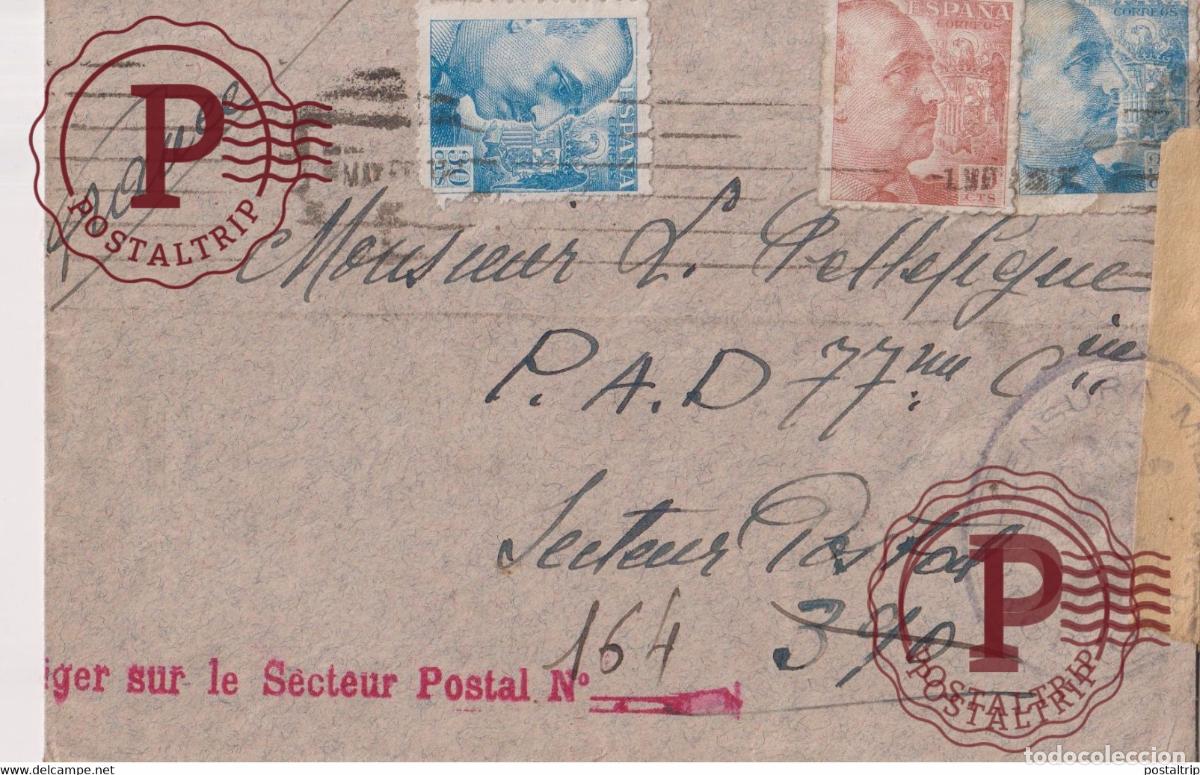 Selos: 1940 POSTE MILITAIRE R A D 77MM CIE CENSURA MILITAR BARCELONA GUERRA CIVIL