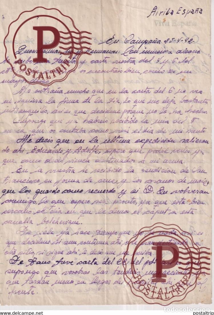 Selos: CARTA DE DIVISION AZUL EN CAMPA&Ntilde;A 1942 Guerra civil espa&ntilde;ola