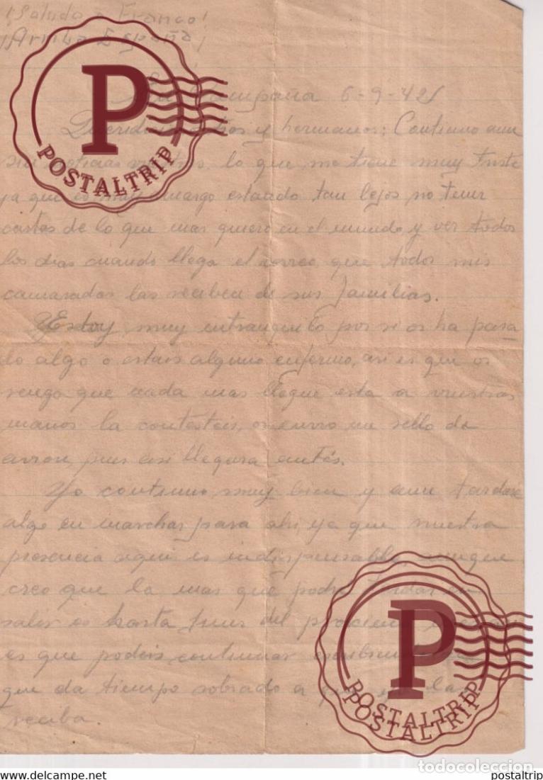 Selos: CARTA DE DIVISION AZUL EN CAMPA&Ntilde;A 1942 SALUDO A FRANCO ARRIBA ESPA&Ntilde;A Guerra civil espa&ntilde;ola ESPA