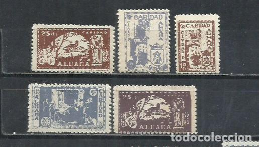 Sellos: 2833A -LOTE SELLOS LOCALES ESPA&Ntilde;A GUERRA CIVIL ALHAMA DE GRANADA CARIDAD,SOBRE TASAS NACIONALES