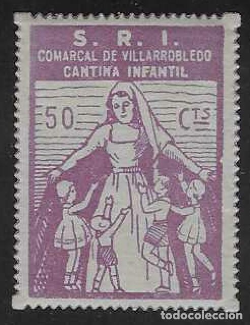 Sellos: S.R.I. COMARCAL DE VILLARROBLEDO (ALBACETE). CANTINA INFANTIL. 50 CTS. RARO.