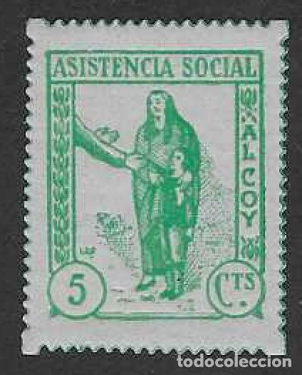 Sellos: ALCOY (ALICANTE). ASISTENCIA SOCIAL. 5 CTS. MNH **