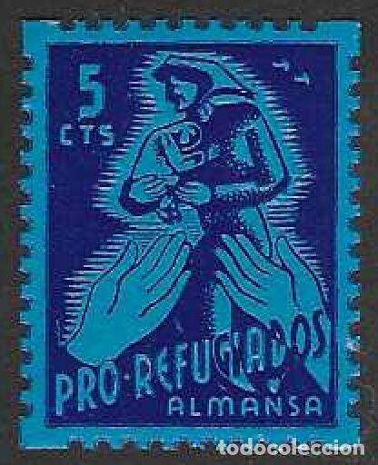 Sellos: ALMANSA (ALBACETE). PRO-REFUGIADOS. 5 CTS.