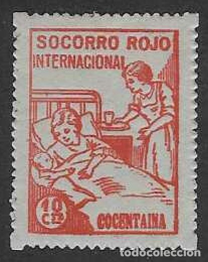 Sellos: COCENTAINA (ALICANTE). SOCORRO ROJO INTERNACIONAL. 10 CTS.