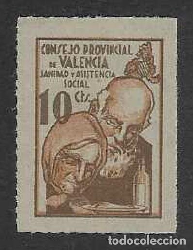 Sellos: CONSEJO PROVINCIAL DE VALENCIA. SANIDAD Y ASISTENCIA SOCIAL. 10 CTS.