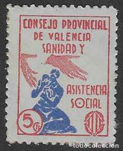 Sellos: CONSEJO PROVINCIAL DE VALENCIA. SANIDAD Y ASISTENCIA SOCIAL. 5 CTS.