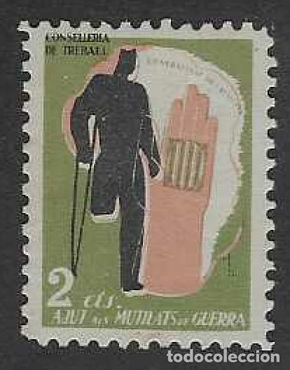 Sellos: AJUT ALS MUTILATS DE GUERRA. CONSELLERIA DE TREBALL. GENERALITAT DE CATALUNYA. 2 CTS.