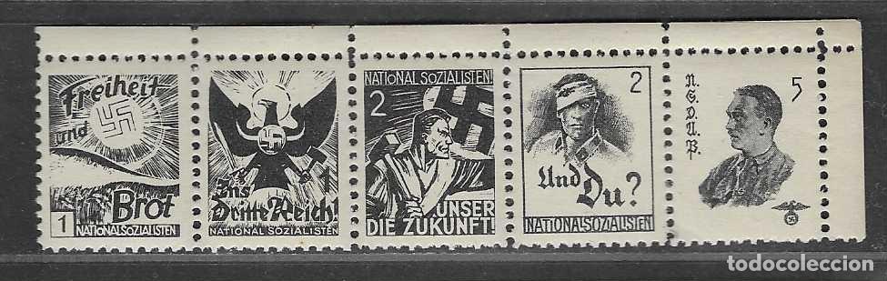 Sellos: VI&Ntilde;ETAS, TIRA DE 5 SELLOS -ALEMANIA-UND DU?? NATIONAL ZOSIALISTEN- VER FOTOS