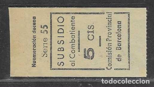 Sellos: BARCELONA- 5 CTS.- SUBSIDIO AL COMBATIENTE-- VER FOTOS