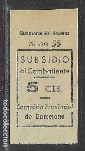 Sellos: BARCELONA- 5 CTS.- SUBSIDIO AL COMBATIENTE-- VER FOTOS