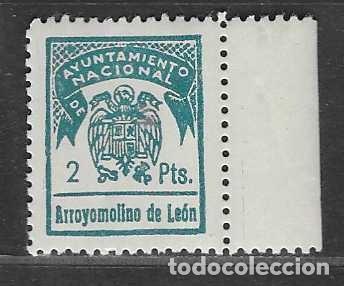 Sellos: ARROYO DE LEON- HUELVA--2 PTAS-SELLO MUNICIPAL-BORDE DE HOJA -VER FOTOS