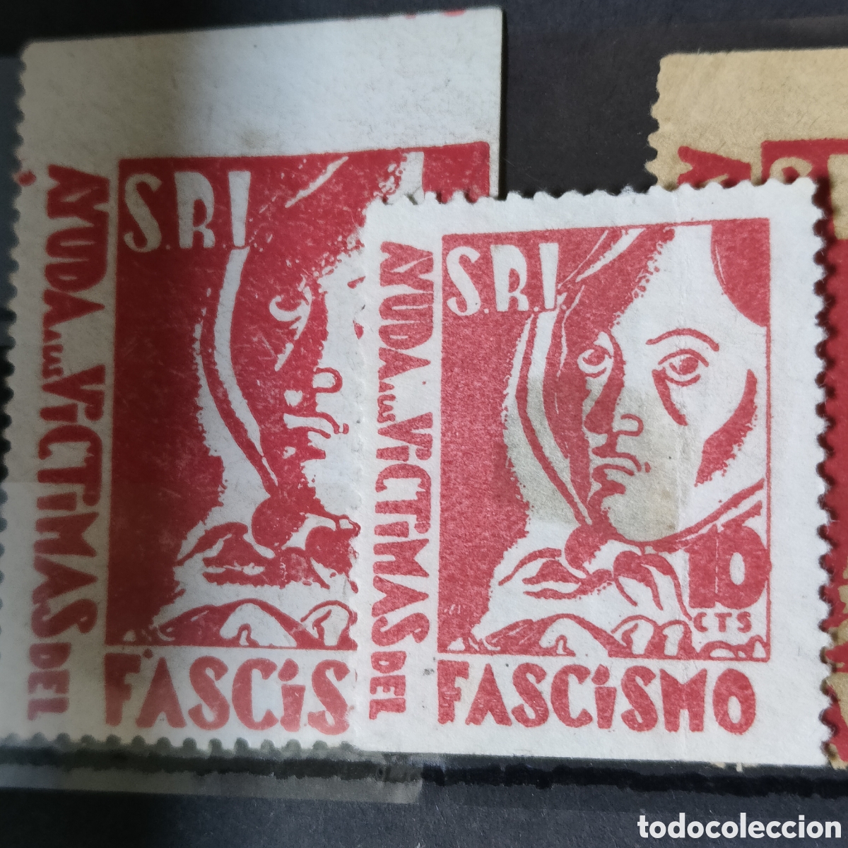 Selos: a10 S.R.I. ayuda a las v&iacute;ctimas del fascismo 10 CTS Allepuz 1124 SRI socorro rojo S&Oacute;LO sello peque&ntilde;o