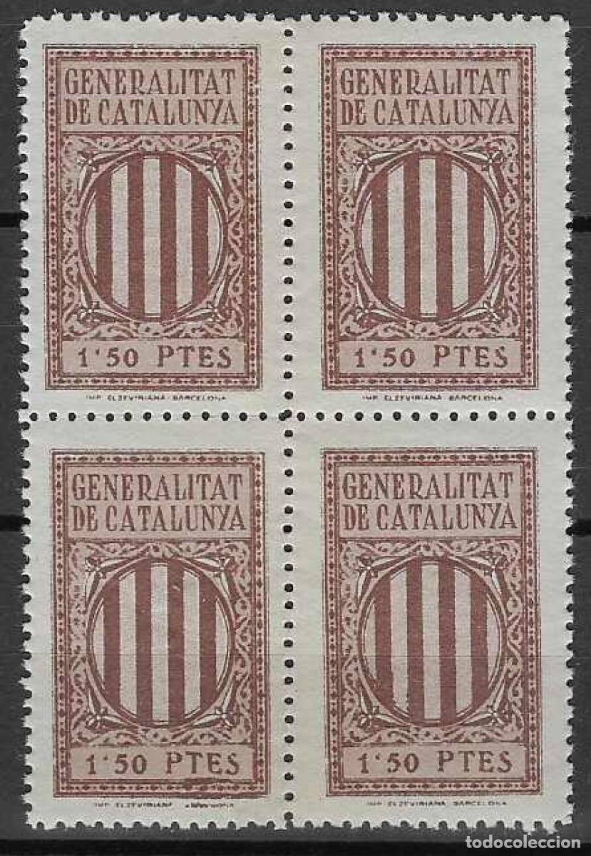 Sellos: GENERALITAT DE CATALUNYA. SELLO FISCAL. 1'50 PTES. (BLOQUE DE 4). MNH **