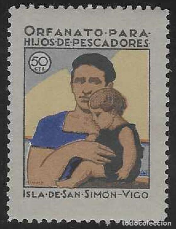 Sellos: ISLA DE SAN SIMON (VIGO). ORFANATO PARA HIJOS DE PESCADORES. 50 CTS.