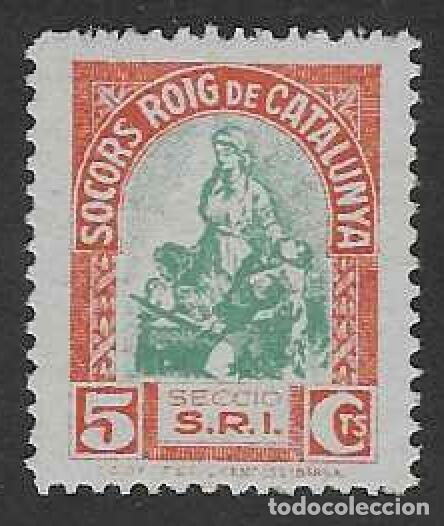 Sellos: SOCORS ROIG DE CATALUNYA. - SECCI&Ograve; S.R.I. - 5 CTS. ALLEPUZ 1239.