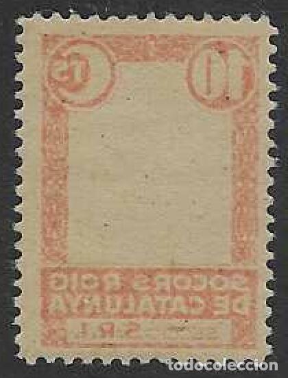 Sellos: SOCORS ROIG DE CATALUNYA. - SECCI&Ograve; S.R.I. - 10 CTS. (VARIEDAD...COLOR ROJO CALCADO). ALLEPUZ 1238ic.