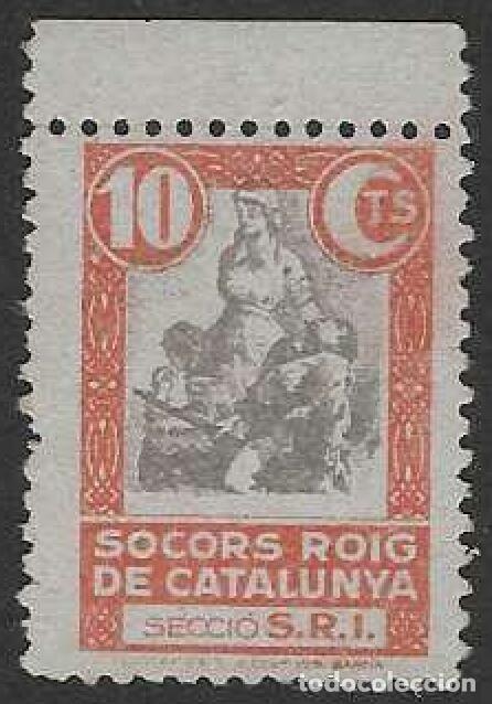 Sellos: SOCORS ROIG DE CATALUNYA. - SECCI&Ograve; S.R.I. - 10 CTS. ALLEPUZ 1238.