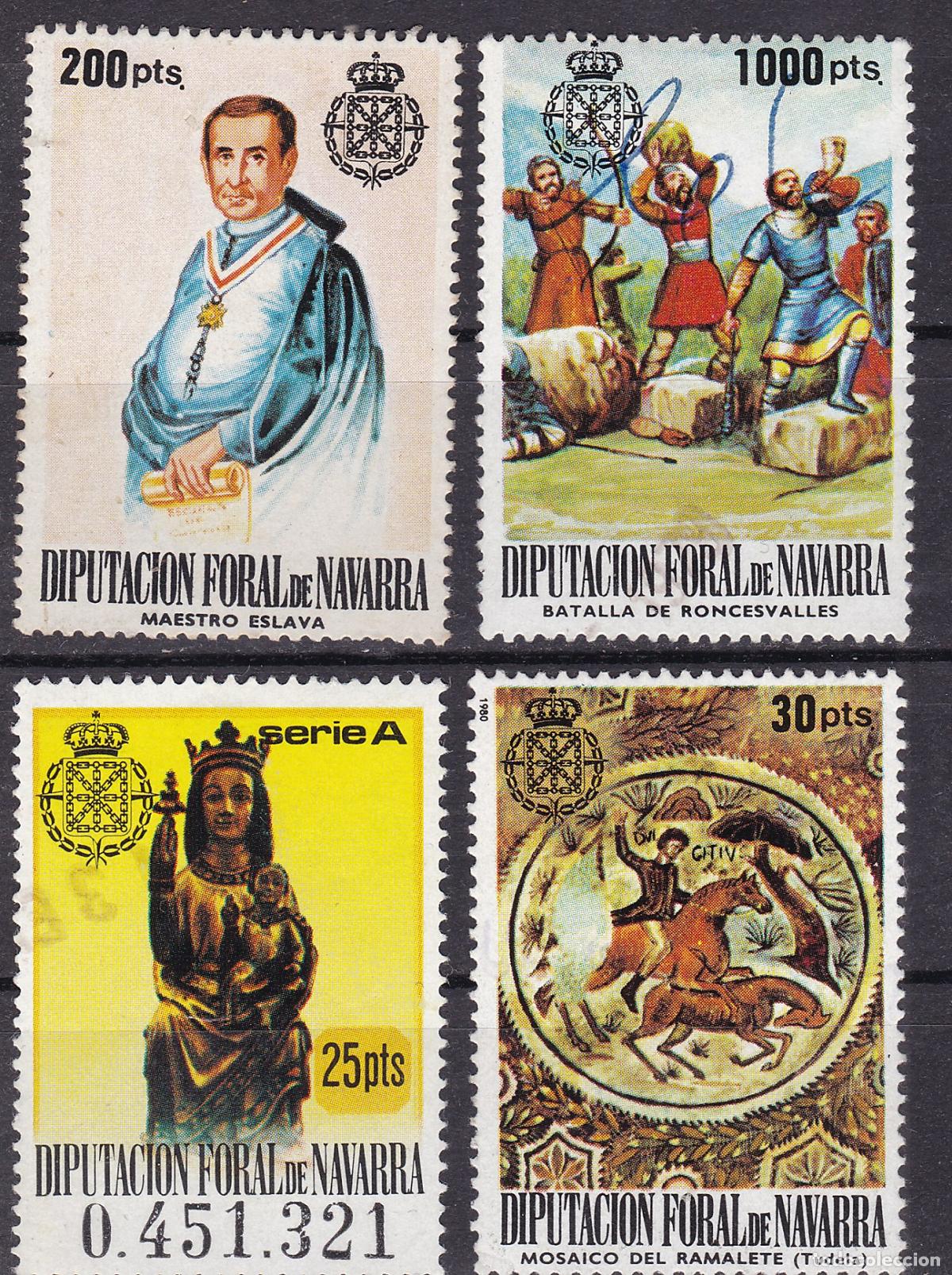 Sellos: FC-257- FISCALES Diputaci&oacute;n Foral NAVARRA x 4 Valores . Usados . Perfectos