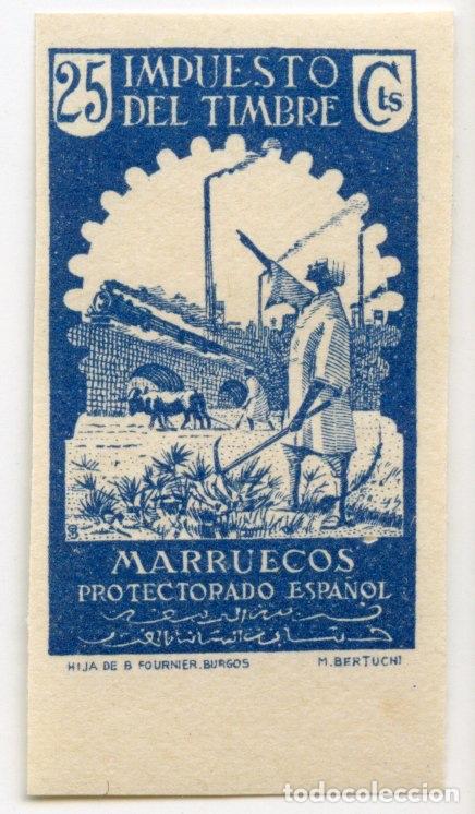 Briefmarken: ESPA&Ntilde;A. GUERRA CIVIL. MARRUECOS. FFCC TIMBRE 25 CTS. ULTRAMAR. SIN DENTAR.