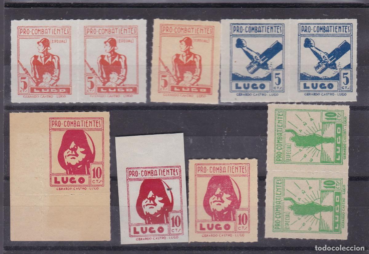 Sellos: FC-248-Guerra Civil LUGO Pro Combatientes x 10 Sellos (*) LUJO: variedades Papel