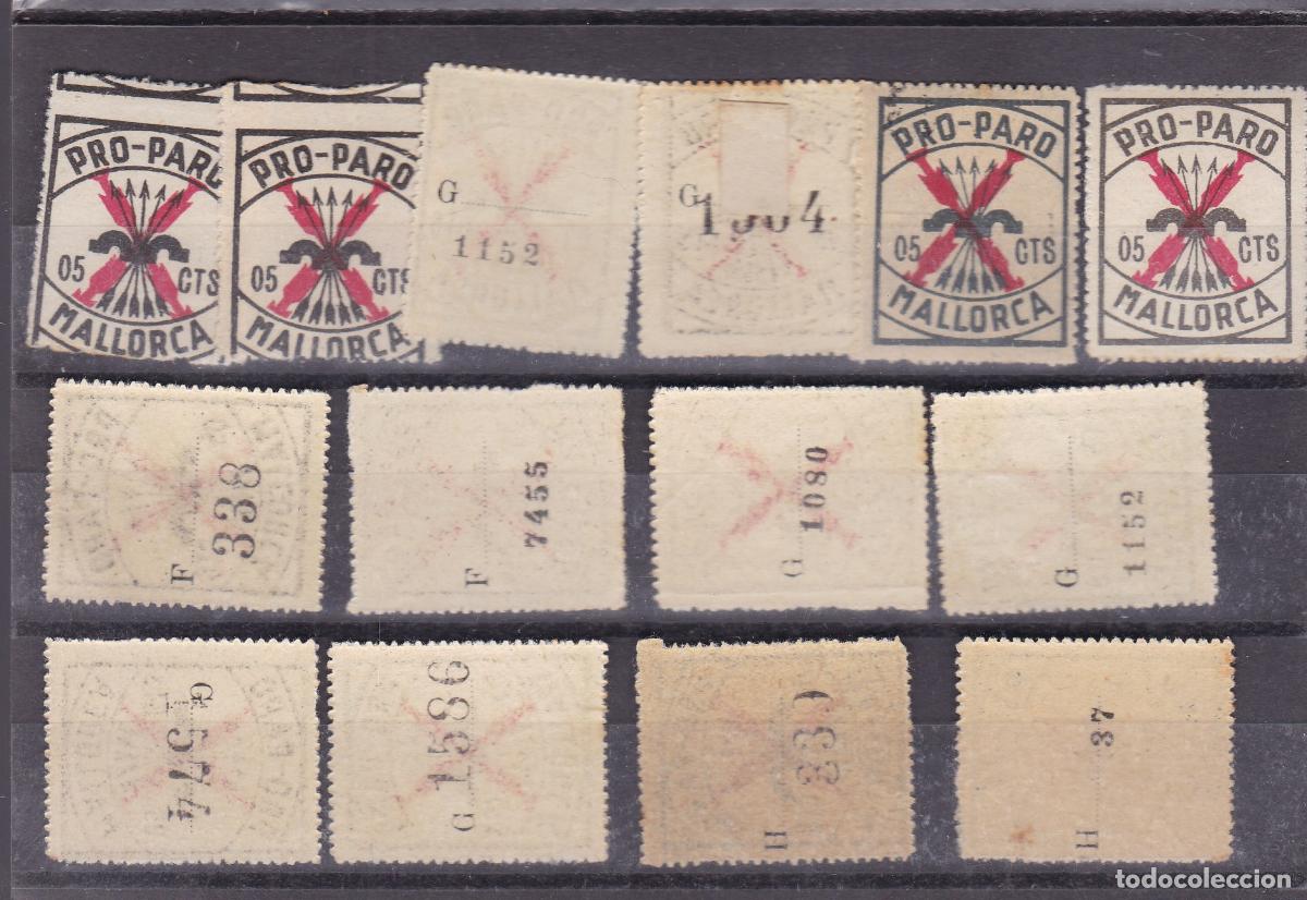 Sellos: FC-147-Guerra Civil Pro Paro MALLORCA 05 Cts x 14 Sellos VARIEDADES