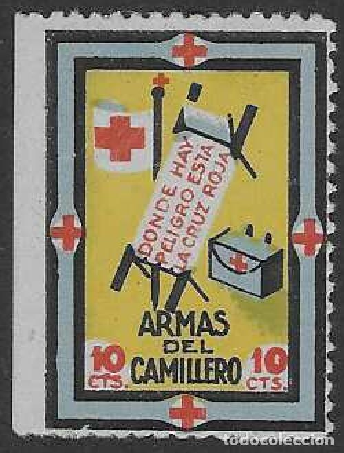 Sellos: CRUZ ROJA ESPA&Ntilde;OLA. ARMAS DEL CAMILLERO. LEYENDAS EN TRAZO FINO. ALLEPUZ 2235.