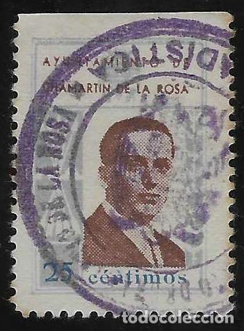 Sellos: AYUNTAMIENTO DE CHAMART&Iacute;N DE LA ROSA. CALVO SOTELO. 25 C&Eacute;NTIMOS. RARO AS&Iacute;.