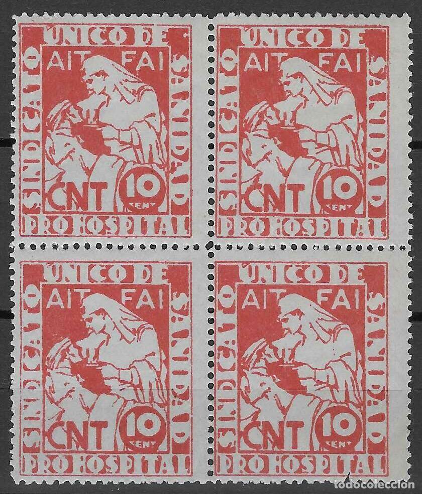 Sellos: C.N.T.- A.I.T.- F.A.I. SINDICATO &Uacute;NICO DE SANIDAD (BLOQUE DE 4).