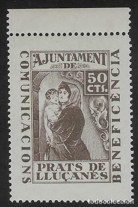 Sellos: PRATS DE LLU&Ccedil;AN&Egrave;S. AJUNTAMENT. COMUNICACIONS. BENEFICENCIA. MNH **