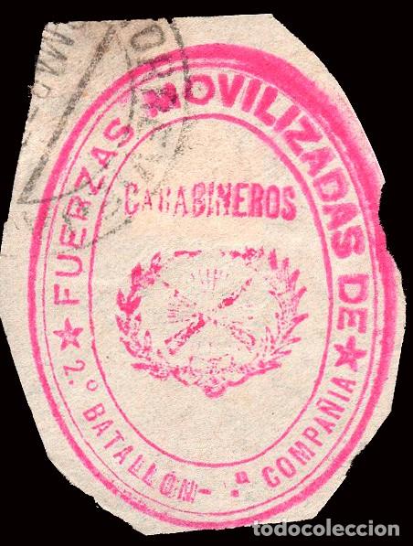 Sellos: Alicante - Guerra Civil - Fragmento con franquicia &rdquo;Fuerzas Movilizadas Carabineros - 2&ordm; Batall&oacute;n...
