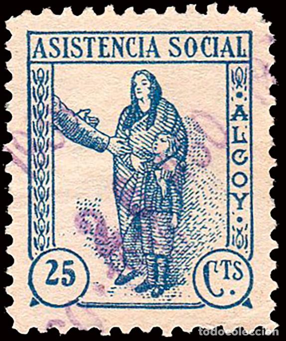 Sellos: Alicante - Guerra Civil - Em. Local Republicana - Alcoy - S/Cat o - &rdquo;25 cts. Asistencia Social&rdquo;