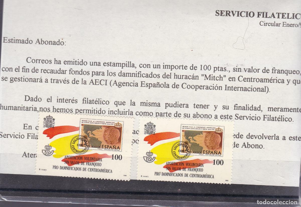 Sellos: AA20- Vi&ntilde;etas DAMNIFICADOS CENTROAMERICA x 2 ** Sin Fijasellos . LUJO con Circular Correos