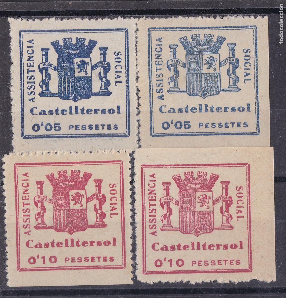 Sellos: FC-106-Guerra Civil Vi&ntilde;etas Assistencia Social CASTELLTERSOL x 4 /Colores