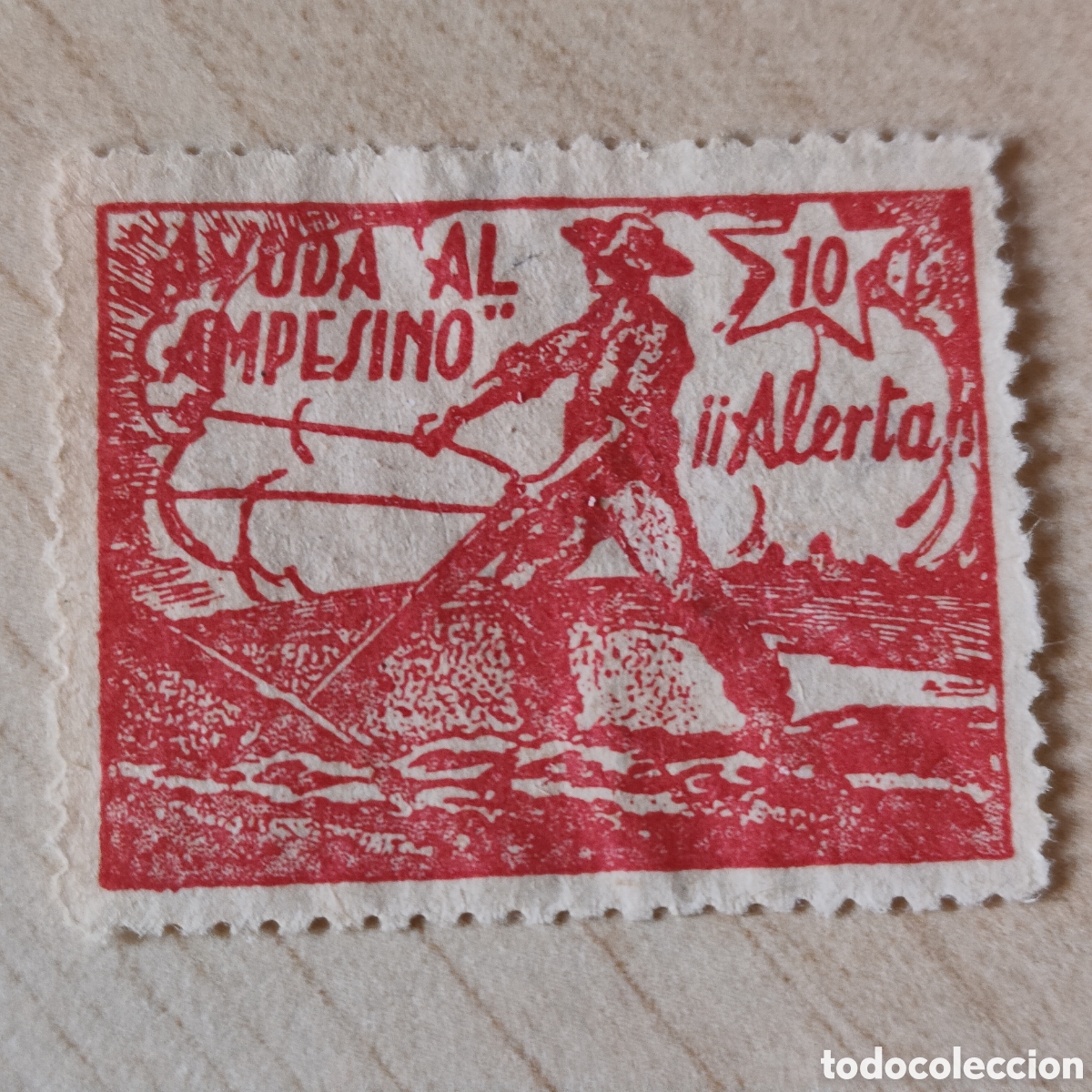 Sellos: Cpx (RRR) RARISIMO J.S.U. Ayuda al Campesino Alerta Allepuz 1554 Juventudes Socialistas