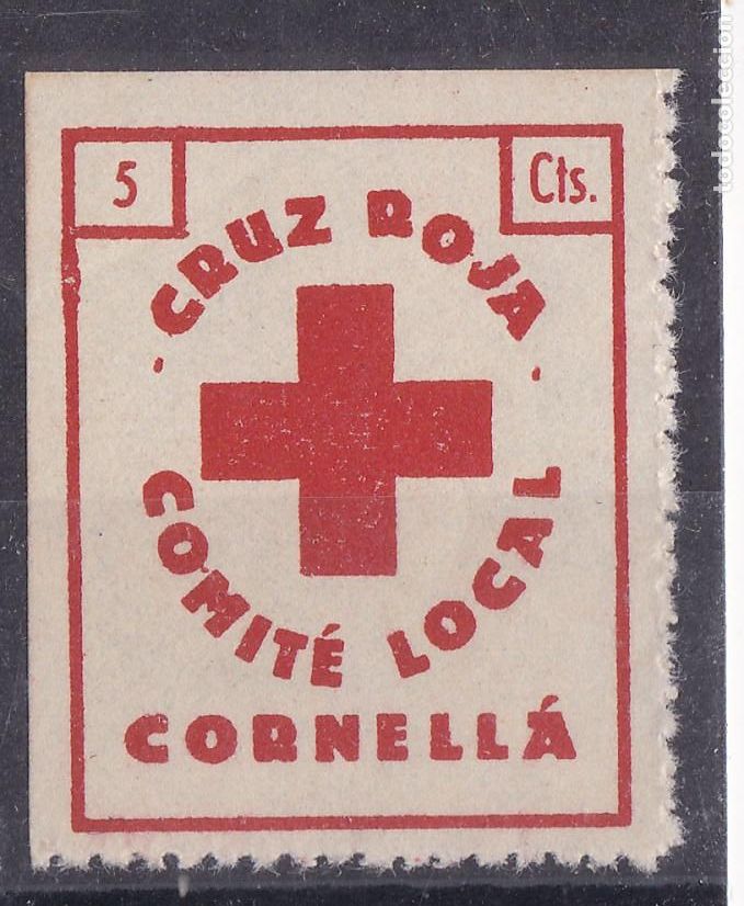 Sellos: AA5-Guerra Civil CRUZ ROJA Comit&eacute; Local CORNELL&Aacute;. ** Sin Fijasellos . Perfecto