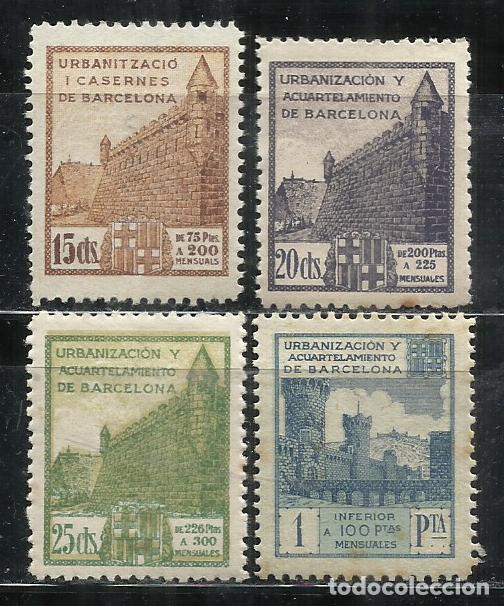 Sellos: 2832D-LOTE FISCALES URBANIZACION Y ACUARTALAMIENTO BARCELONA, GUERRA CIVIL.
