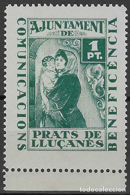 Sellos: PRATS DE LLU&Ccedil;AN&Egrave;S. AJUNTAMENT. COMUNICACIONS. BENEFICENCIA. MNH **