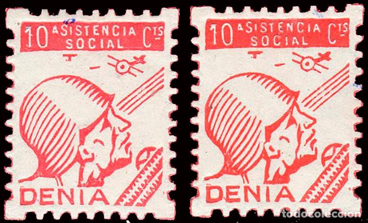 Sellos: Alicante - Guerra Civil - Em. Local Republicana - Denia - Allepuz ** 18(2) - 2 tonos color