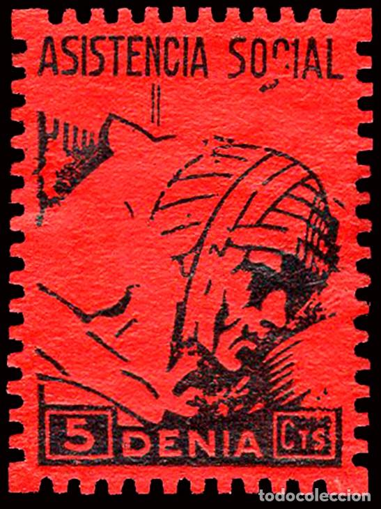 Sellos: Alicante - Guerra Civil - Em. Local Republicana - Denia - Allepuz (*) - &rdquo;5 cts. Asistencia Social&rdquo;