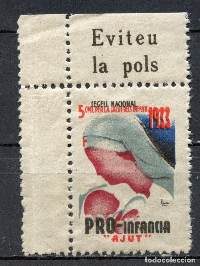 Sellos: SEGELL PRO INFANCIA AJUT, GENERALITAT 1933. EDIFIL - ALLEPUZ N&ordm; 3046* EVITEU LA POLS