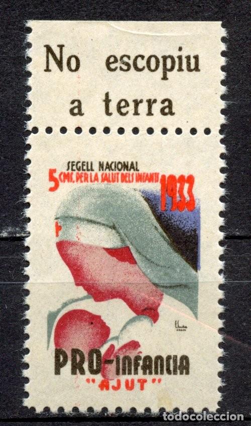 Sellos: SEGELL PRO INFANCIA AJUT, GENERALITAT 1933. EDIFIL - ALLEPUZ N&ordm; 3055** NO ESCOPIU A TERRA