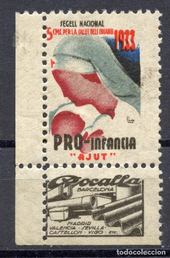 Sellos: SEGELL PRO INFANCIA AJUT, GENERALITAT 1933. EDIFIL - ALLEPUZ N&ordm; 3060** ROCALLA