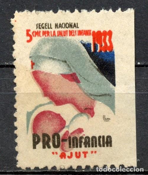 Sellos: SEGELL PRO INFANCIA AJUT, GENERALITAT 1933. EDIFIL - ALLEPUZ N&ordm; 3045smd SIN DENTAR MARGEN DERECHO