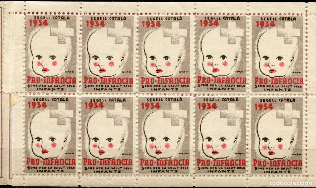 Sellos: SEGELL PRO INFANCIA AJUT, GENERALITAT 1934. EDIFIL - ALLEPUZ N&ordm; 3062 CARNET CON MINIPLIEGO DE 10